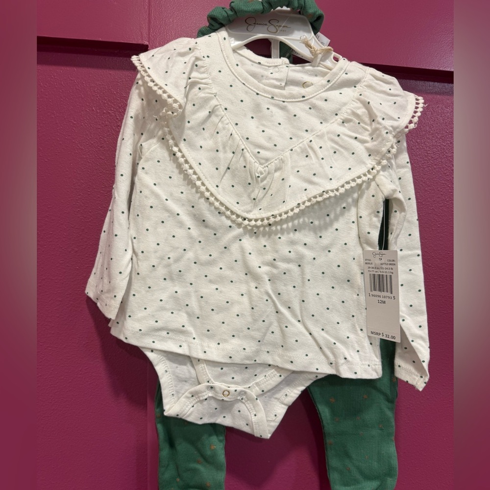 Jessica Simpson White and Green Kids Matching Set